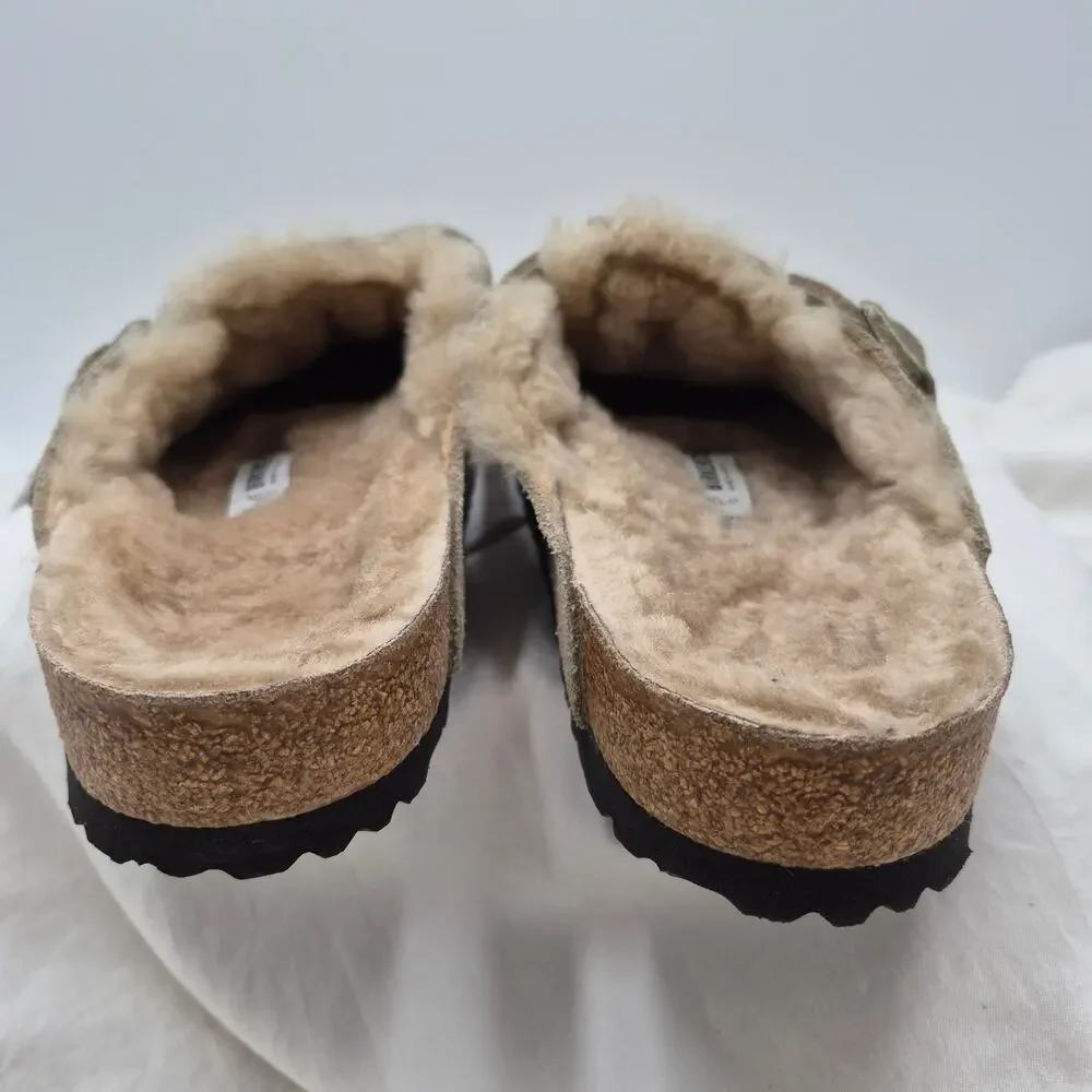 Birkenstock Boston Shearling Clog Taupe Leather Slip-ons clogs Men's 42 US 9-9.5